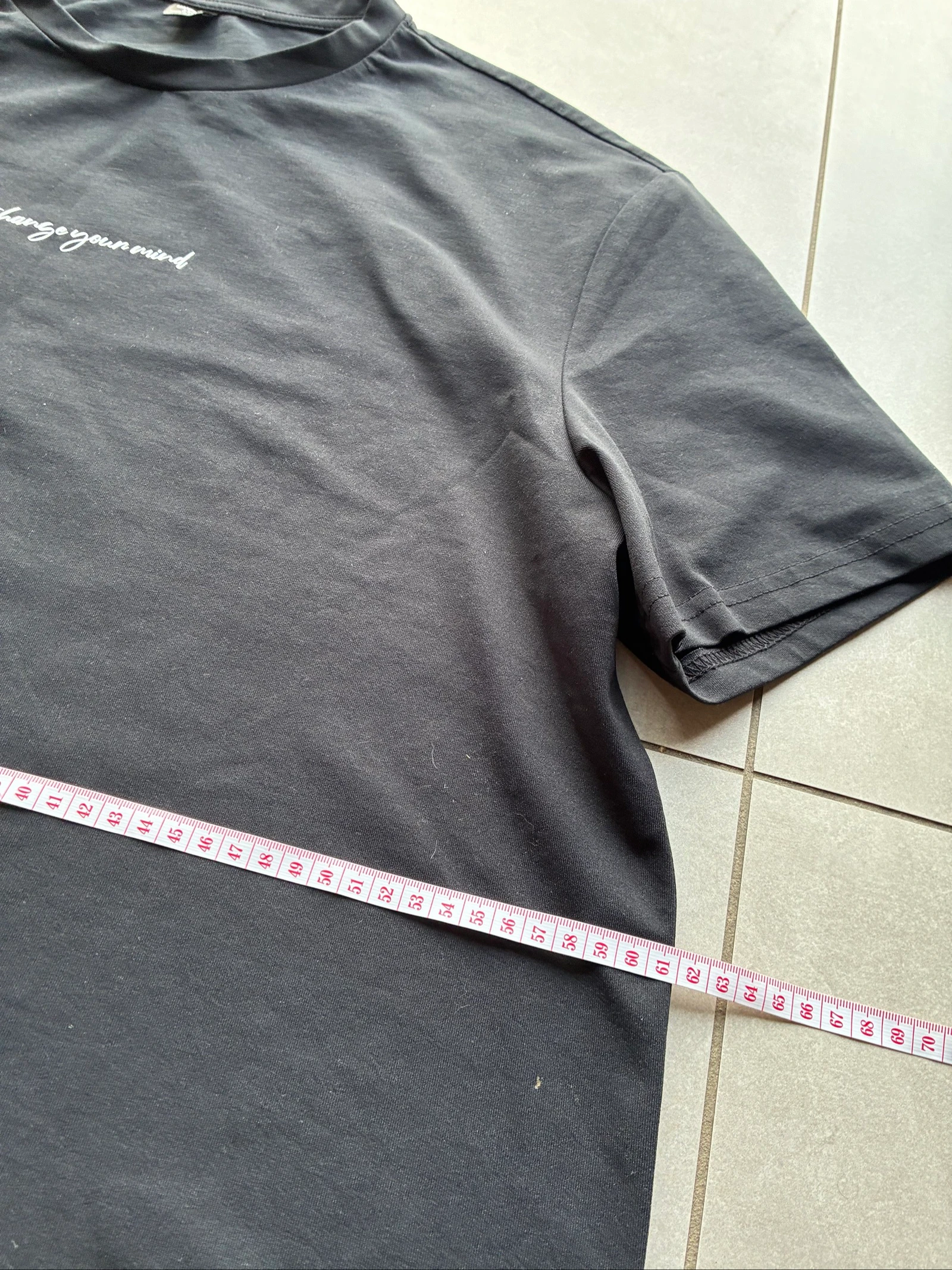 T-Shirt Vintage Preto Never Stop Trying Floqué Costas Y2K Streetwear Oversize XXL Graphic Tee – photo 8